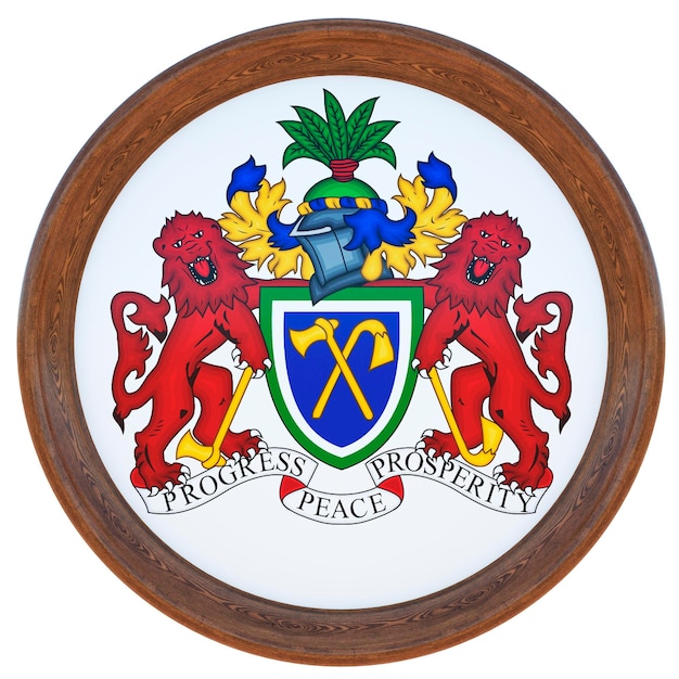 Background for editors and designers National holiday 3D illustration National coat of arms Gambia