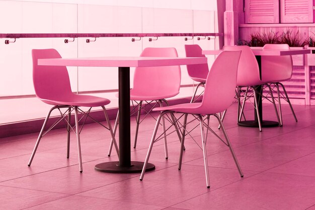 background of empty cafeteria in University or food court in shopping mall Pink tone image