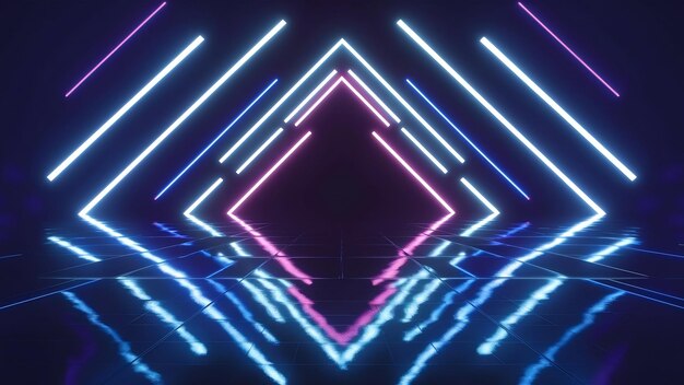 Background of empty stage show neon light and laser show