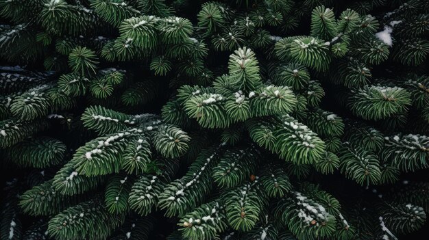 Background of evergreen trees in the forest in winter