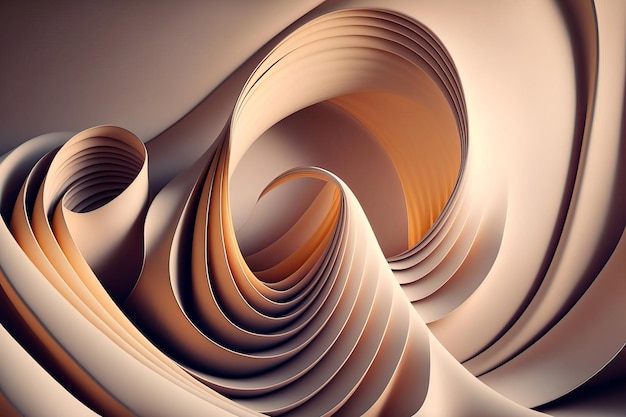 繊細な色の背景全体にひだが織り交ぜられたねじれた背景布 Generative AI