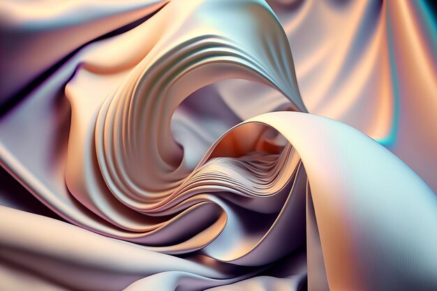 Фоновая ткань скрученная, переплетенная складками по всему фону нежных цветов Generative AI
