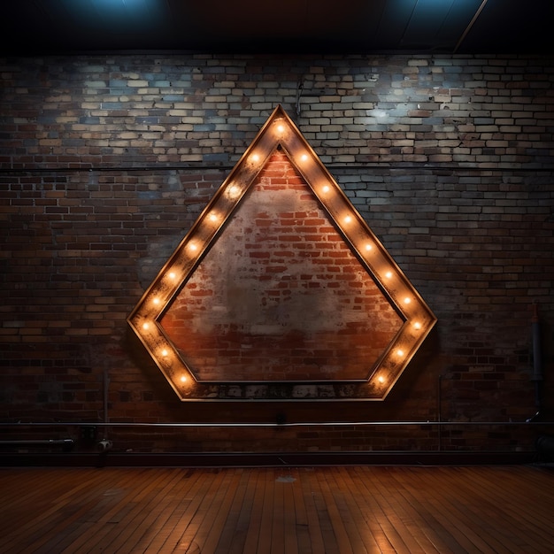 Photo background faux brick wall with a lighted marquee arrow sign vintage an creative popular materials