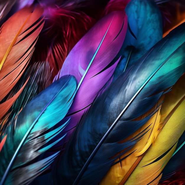 Background feathers colorful beautiful Generative AI