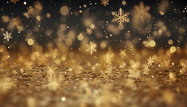 Background featuring golden snowflakes