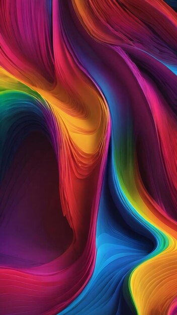Background featuring neon gradient multicolored abstract rainbow waves creating a visually captivati