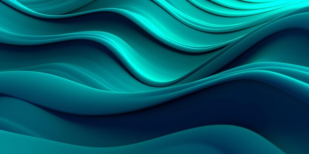 Фото Фон с волнами в оттенках зеленого и синего, создающий визуально захватывающее отображение плавных и динамичных узоров.