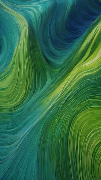 Background featuring waves in shades of green and blue creating a visually captivating display of fl