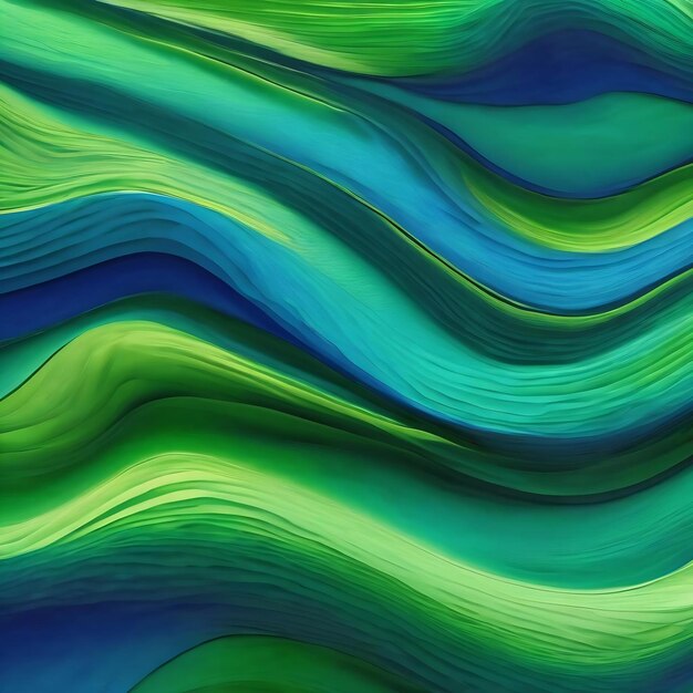 Photo background featuring waves in shades of green and blue creating a visually captivating display of fl