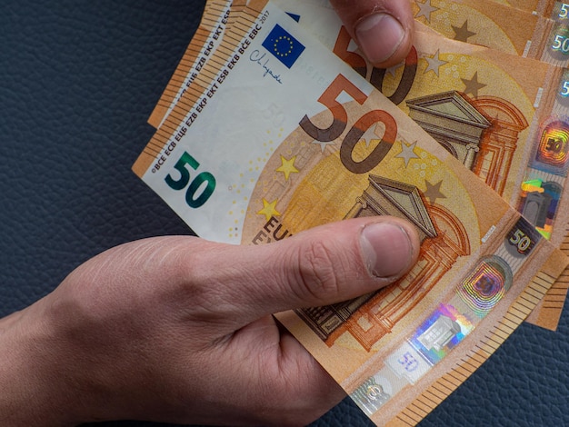 background of the fifty euros banknotes