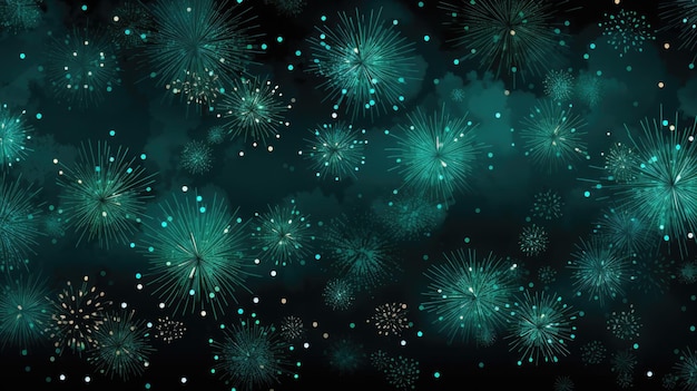 Background of fireworks in Turquoise color