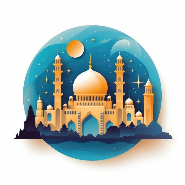 Background flat illustration for Islamic greeting card design in Ramadan kareem style