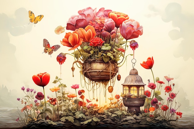 Background flower illustration for thanksgiving fall arrangement card rustic garden