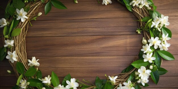 Background of flowers on wood table