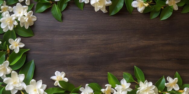 Background of flowers on wood table