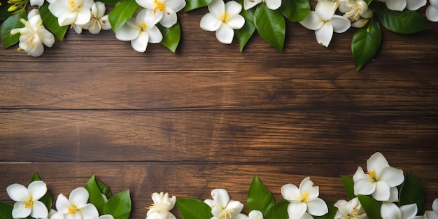 Background of flowers on wood table