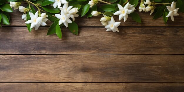 Background of flowers on wood table