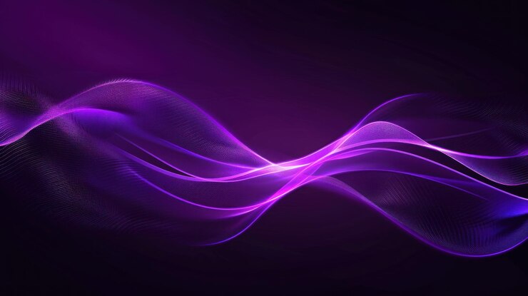 Photo background of flowing neon waves and shining blue shiny speed lines