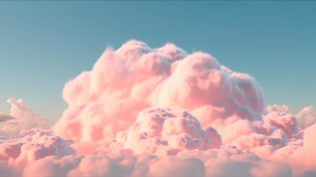 Background of fluffy baby pink pastel cotton candy clouds in the sky Generative AI