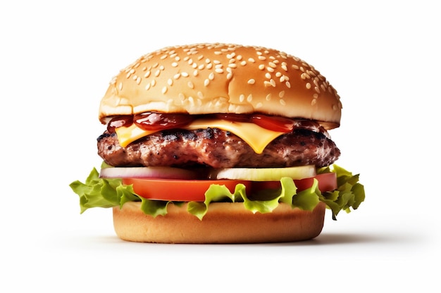 Основная еда еда говядина быстрый гамбургер бургер белый закуска быстрый мясной сэндвич генеративный ИИ