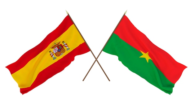 사진 디자이너 일러스트레이터를 위한 배경 독립 기념일 깃발 스페인과 부르키나파소