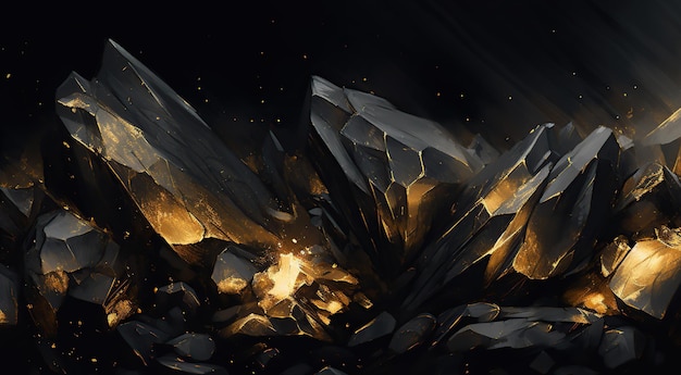 Background in the form of black coal with gold