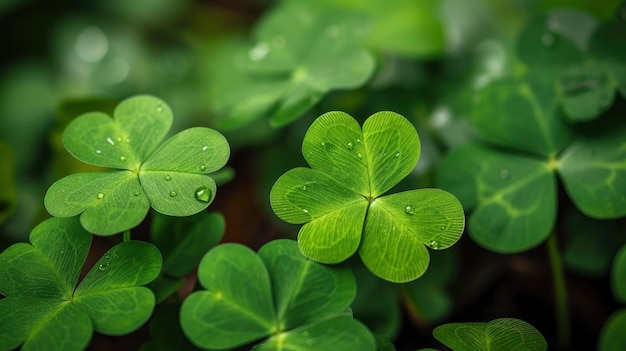 Photo a background of four leaf clovers for st patricks day