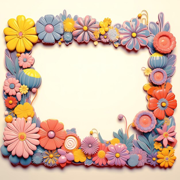 사진 배경에는 다채로운 꽃이 있는 배경 프레임 템플릿