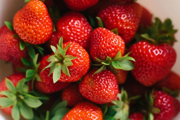 Background of fresh organic strawberries