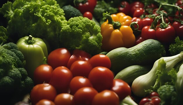 Background of fresh vegetables Selective focus Shallow DOF