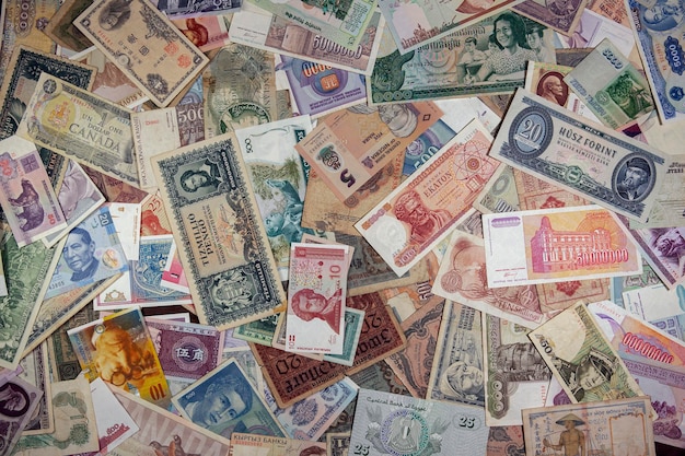 Background from banknotes of different countries of the world