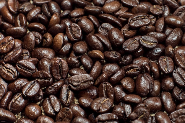 Background from coffee beans closeup