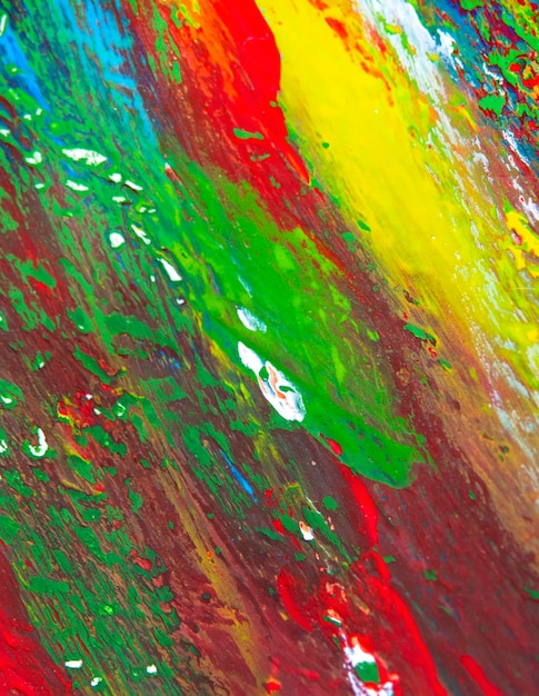 Background from different strokes of red yellow green and blue\
paint brush closeup bright colorful b