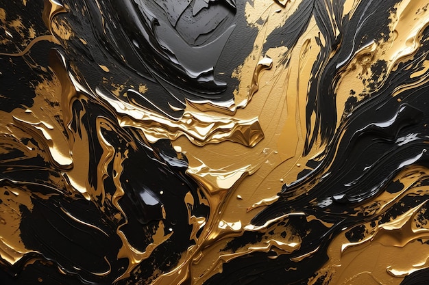 Фон из золотых и черных красок в стиле масляной живописи