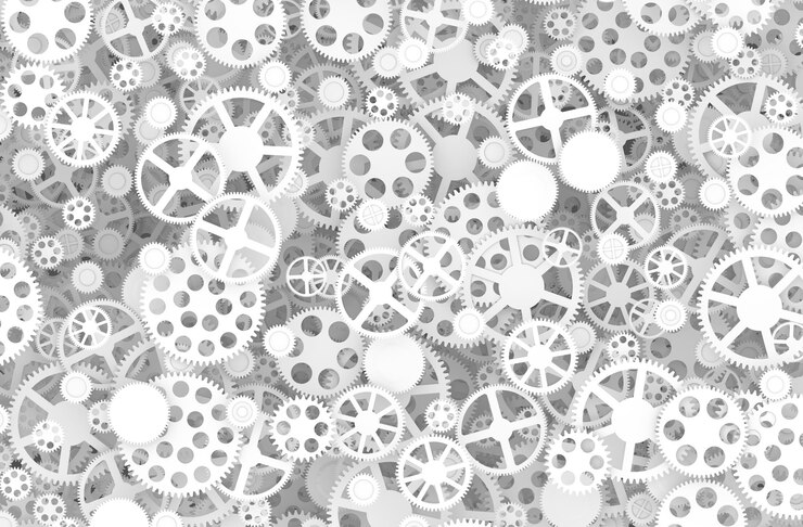 Photo background from many white gears