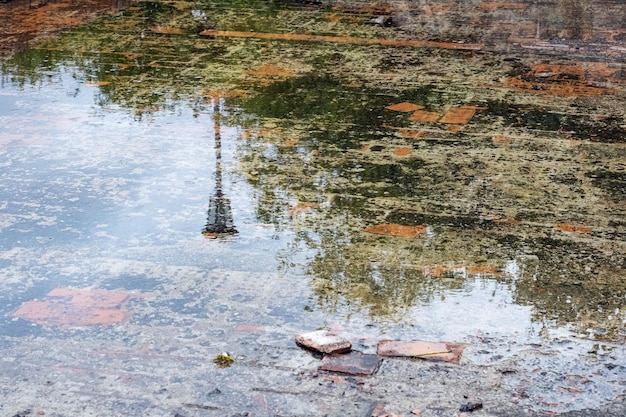 Background from a puddle on paving slabs