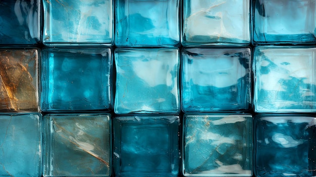 Background from a wall lined with old glass colored blocks background for presentation glass industry banner AI generated