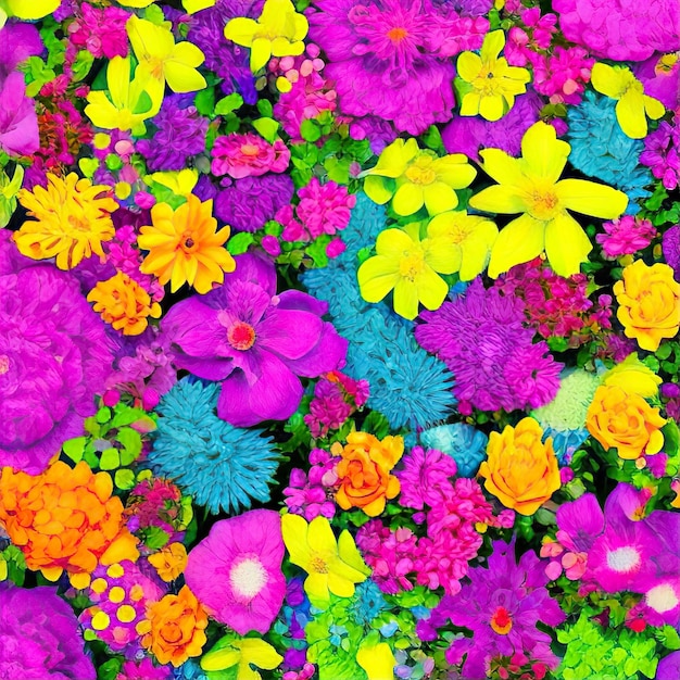 Фон, полный цветочной текстуры в ярких насыщенных цветах