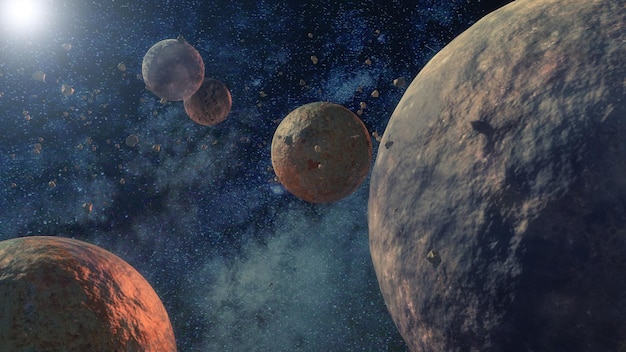 background of galaxy and planets