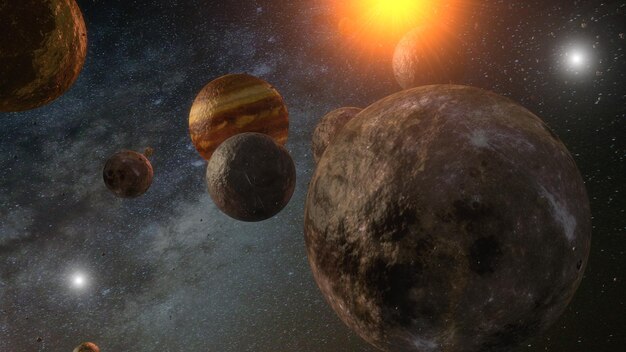 Background of galaxy and planets