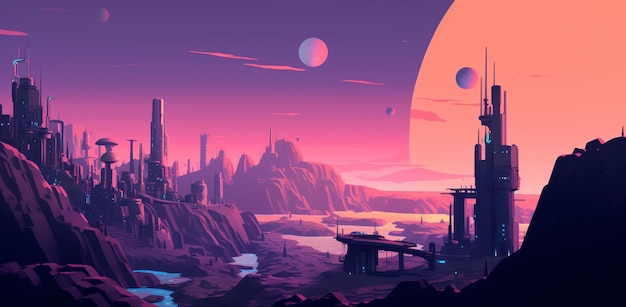 background game design illustration planet space style