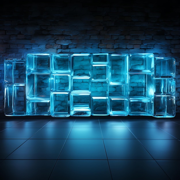 Background Glass Block Wall With Embedded Led Lights Modern and Luminou creative popular materials