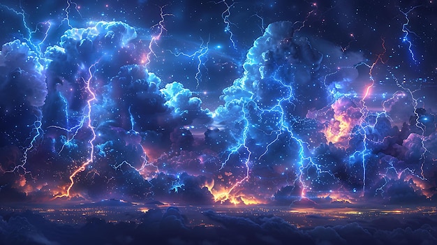 Background of Glowing Led Clouds Made of Led Light Strips Illuminated Coll Collage Layout Art