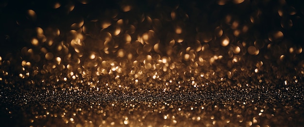 Background of gold and black glitter lights Defocused abstract background