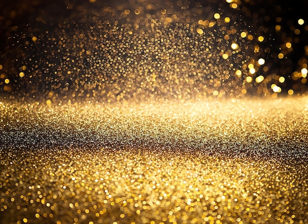 Background of gold and black glitter lights Defocused abstract background