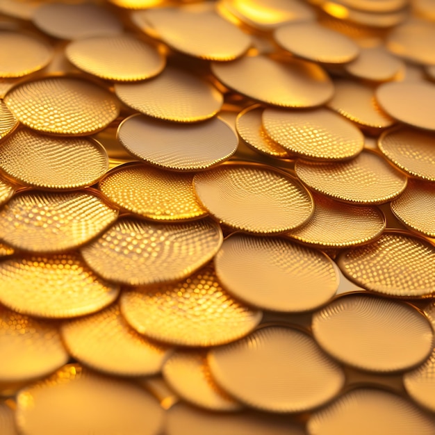 Background of golden sequin Fashion shiny fabric Scales of round sequins