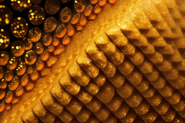 Background of golden sequin Fashion shiny fabric Scales of round sequins