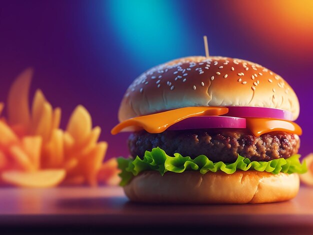 Background gradient blur with a burger