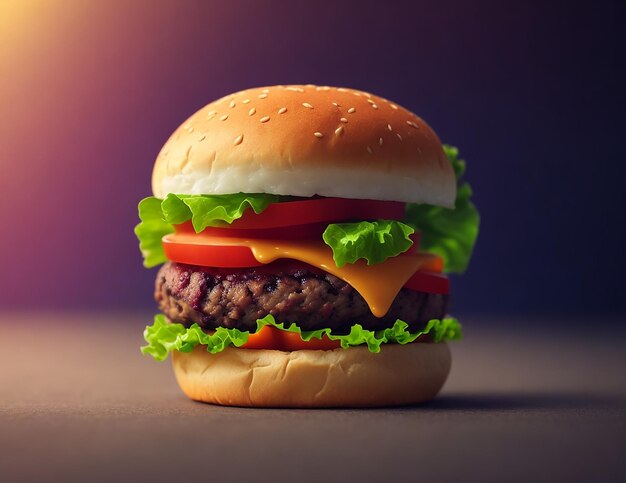 Background gradient blur with a small burger