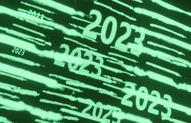 緑の数 2023 の背景は、暗い上に明るい緑の粗い対角線の間で繰り返されます
